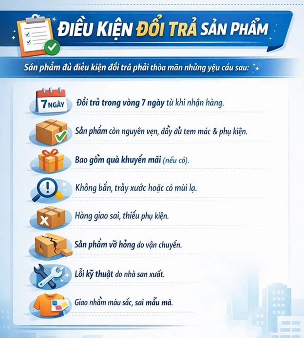 Điều kiện đổi trả sản phẩm