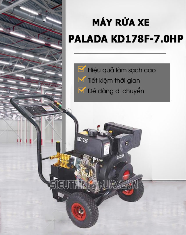 Máy phun rửa xe hơi cao áp Palada KD178F-7.0HP