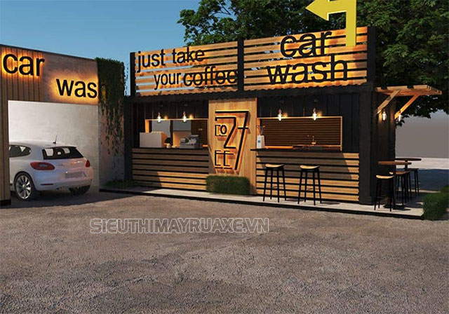 mô hình quán cafe rửa xe